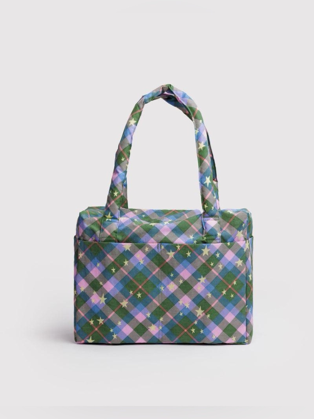 Baggu Small Cloud Carry-On Green Star Plaid